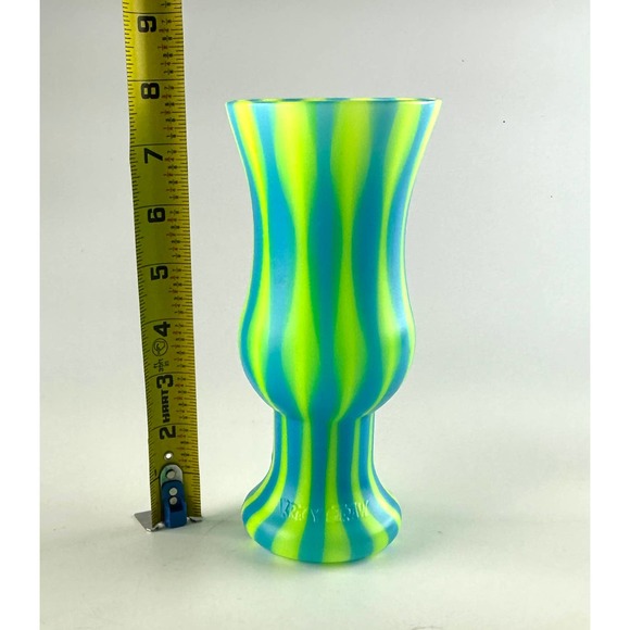 Vintage Krazy Straw Hurricane Cup Neon Blue And Green Stripes 20 Ounces - Picture 8 of 9